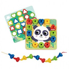 하이판다 감각발달완구 원목 무지개 꽂기와 실꿰기 놀이 (HP018) 아기 유아 완구, 1개