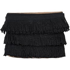 벨 아베니르 불리온 프린지 트림 커튼 10야드 x 2 5인치 재봉 원단 쿠션 램프셰이드 의류용 DIY 장식 골드 5야드, Black, 10 Yard