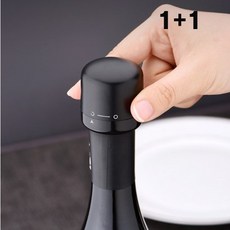 골드스타일 와인 키퍼 진공 스토퍼 병 뚜껑 마개 세이버 1+1, 블랙, 1세트