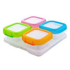 맘핸드슨 이유식 밀폐용기 세트, 레드, 오렌지, 그린, 블루, 1세트, 120ml