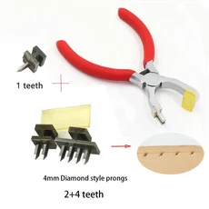 가죽 공예 도구 펀치 플라이어 침묵 찌르는 철 다이아몬드 세트 바느질 대한 프랑스어 스티치 4mm/3.38mm, 02 Diamond 4.0mm 1 2 4, 1개