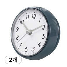 지각방지 무타공 욕실 화장실 방수 벽 시계 미니 원형, 매트네이비, 2개