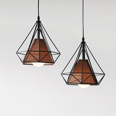 케이시조명 다이아 2등 식탁등 팬던트 조명 LED 전구포함 노란불, 블랙