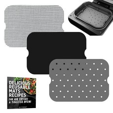 Ninja Foodi Smart XL FG551용 에어 프라이어 액세서리 재사용 가능한 라이너 레시피 북 포함 닌자 푸디용 내열성 매트 식품 안전 간편한 세척 및 식기