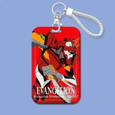 에반게리온 카드 홀더 학교 출입 캠퍼스 커버 식사 근로자 ID 신용 보호 슬리브 손목 스트랩 포함, 02 EVANGELION 05