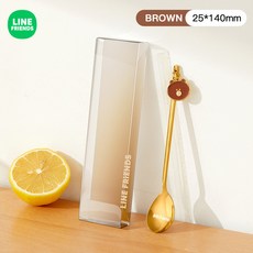 新款咖啡勺304不銹鋼勺子家用精致長柄勺下午茶甜品勺卡通攪拌勺304 不鏽鋼圓勺 創意冷飲甜品冰勺, 咖啡勺-brown款, 1個