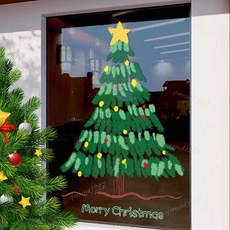 優選好物 2026新年聖誕節貼紙玻璃門裝飾貼櫥窗聖誕樹布置靜電氛圍窗花貼畫, YC9254U款靜電透明彩印,中