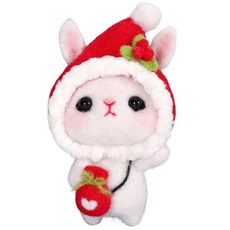 투데이리빙 DIY 양모 펠트 세트 귀여운 토끼 강아지 미니 인형 만들기 초보자 힐링 취미 공예 감성 캐릭터 미니어처 소품, 산타토끼, 1세트