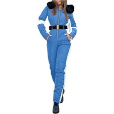 여성 원피스 스키 슈트 스노우슈트 야외 스포츠 방수 방풍 점프수트 퍼 칼라 코트