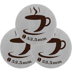 3PC 53.5 에스프레소 퍽 스크린 재사용 가능한 교체 머신 포터필터 바스켓과 호환되는 한 분배 도구, 3
