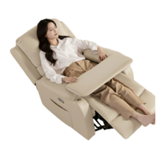 LIVRE RELAX PREMIUM 전동 리클라이너 1인용 스마트 안마 회전 흔들 소파 체어, 웜 베이지 가죽