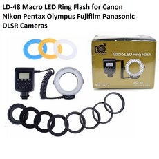 Lightdow LD-48 48pcs LED 매크로 LED 링 플래시 라이트 Canon Nikon Fujifilm Pentax Olympus DSLR 카메라 용 LCD 화, 보여진 바와 같이, 하나, 1개