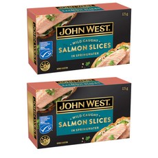 존웨스트 자연산 연어 슬라이스 캔 통조림 John West Wild Caught Salmon Slices Springwater, 2개, 125g