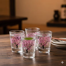 집들이 선물 색이 변하는 벚꽃 예쁜 소주잔 인생술잔 감성 캠핑 파티용 4P1 세트, 1세트, 벚꽃색