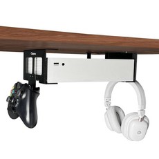 찬부 알루미늄 언더 데스크 마운트 Xbox Series S One S/X 360과 호환되며 분리 가능한 컨트롤러 및 헤드폰 홀더 키트가 있는 브래킷 고정(블랙), Black