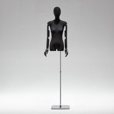 黑色扁身模特道具平胸韓版半身櫥窗陳列女裝服裝店模特展示架全身櫥窗模特兒 擺攤人檯模特兒 人形模特兒, 黑扁身/鏡面加厚方板/黑色手/帶頭