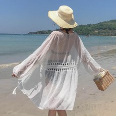 비치로브 시스루 루즈핏 가디건 여성 커버업 로브 R73