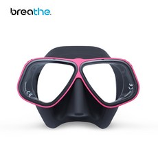 breathe 潛水面鏡，舒適貼合，低容積設計，鋼化玻璃鏡片，多色可選, 黑紅