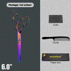 5.5/6 "univinlions 핑크 면도기 컷 미용 가위 전문 헤어 가위 이발소 용품 얇은 무지개 가위, 6015-컷, 1개