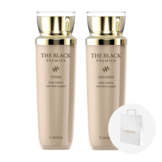 코리아나 더블랙 프리미어 토너 140ml+에멀션 140ml+쇼핑백, 1세트