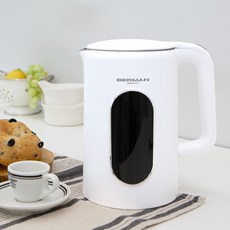 베르만 소프트 파스텔 LED 무선 전기포트 커피포트 전기주전자, 화이트