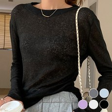 시스루 니트 루즈핏 긴팔 티셔츠