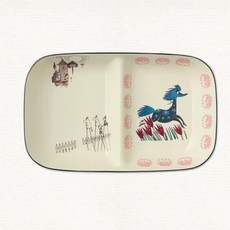 벨 메종 무민 디바이더 접시 딥 전자레인지 호환 미노웨어 일본산 무민과 스내프킨, Hanautto Moomin House
