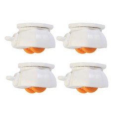 브레이크가 있는 가구 캐스터 4개 내마모성 안정화 범용 무소음 자체 접착 풀리 베이스, White-Yellow Wheel