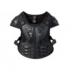YSSHOP 어린이용 모토크로스 조끼 보호대 조절 가능한 스트랩 스케이트보드 및 롤러스케이팅용 아동용 가슴 보호대, 검은색