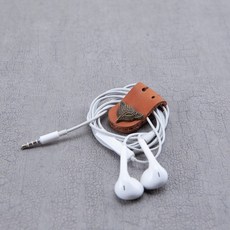 Be Two 集線器 皮革捲線器 耳機收納 造型小物, 1個, 小兔紅色牛皮,小樹咖色牛皮