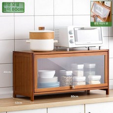 원목 찬장 미닫이 캐비닛 일본식 선반 찻장 수납 엔틱, [투명 스타일] 1단 80cm