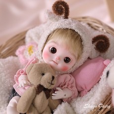 버블티 BJD sd 구체관절인형 풀세트 포켓사이즈 16.5CCM 수제 메이크업, 풀세트(인형，가발，의상，신발 포함)