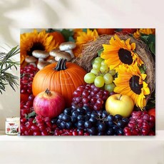티레오 보석십자수 캔버스형 재물십자수 50x40cm 원형비즈 DIY키트 3D 대형 선물용 풍수 인테리어 취미생활추천, 1개, 과일