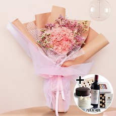 꽃다발 선물 기념일 GIFT 세트상품 (프리저브드 핑크 b-0070) 케이크 빼빼로 샴페인 초콜릿 사탕 전국당일배송 생일 생신 어버이날 선물 카네이션, + 생크림케이크, 일반