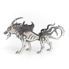 魔客 炫彩鋼魔獸拼裝模型 正版授權3D金屬拼圖 DIY益智玩具 年節新年禮物, 1個, 狼王-黑色, 黑色