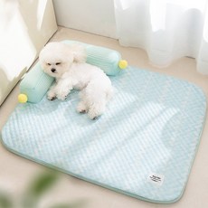 LINSHU 여름 쿨링 강아지 쿨매트 통기성 논슬립, 그린, 1개