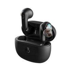 스컬캔디 Skullcandy Rail 무선 이어버드 블루투스 헤드폰 소음 차단 핏 최대 42시간 배터리 IP55 땀 및 방수 아이폰 안드로이드용 마이크 - 트루 블랙