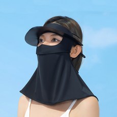 위캔바이 햇빛가리개 자외선차단 UFP50+ 쿨링모자 마스크 일체형, 블랙, 1개