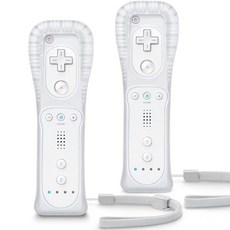 Wii 컨트롤러 2 팩 리모컨 실리콘 케이스 및 손목 스트랩 Wii/Wii U용 TianHOO 흰색, 1개