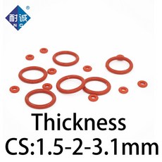 완료 O 고무 5/2/3 사양 실리콘 두께 1 내열성 링 빨간색 가스켓 CS 씰링 VMQ 1mm, OD11xCS1 5 10pcs