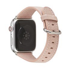 w9999 Apple Watch 7 6 5 4 3 SE 兼容日常亞麻錶帶, 02.太平洋粉紅色 42/44/45mm