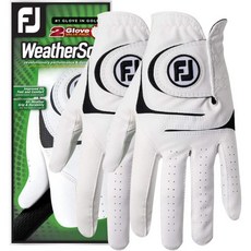 FootJoy 풋조이 남성용 웨더소프트 2팩 프리제너레이션 골프 글러브, 웨더소프 2팩 이전 세대 + 오른손 착용, 화이트
