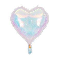 CEUQIESO 빛나는 다채색 하트 풍선 및 하얀색 리본 생일파티 행사 장식용 총 6개