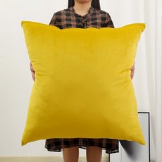 沙發大抱枕80x80大碼枕頭超大號靠枕床上靠墊套罩, 金黃色,超大號80*80cm靠墊套