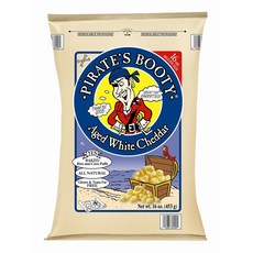 파이러츠 부티 숙성 화이트 체다 16온스 (453g) 재 Pirate's Booty Aged White Cheddar 16 Ounce (453g) Resealable Bag, 453g, 1개