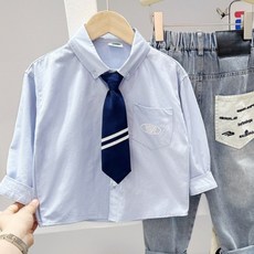 구빠방 아동 캐주얼 타이 긴팔 셔츠