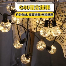 G40復古燈串 戶外防水LED燈串 E12頭球泡, 1個, 25 泡 插電款