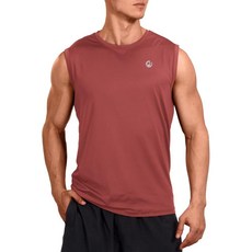 M MOTEEPI 남성용 민소매 머슬 셔츠 운동 체육관 탱크 탑 빠른 건조 핑크 L110163, 오렌지-브라운