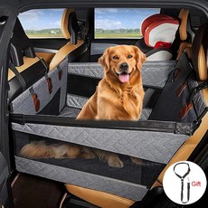 牛津布寵物汽車後座擴展墊，耐磨防滑車用座椅保護套，適用中大型犬貓, 灰色,L:72*56*5cm, 1個