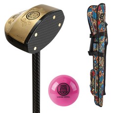 부쿠로혼마 우드 대한 파크골프협회 인증 파크골프채 A세트 (파크골프채 파크골프 가방 볼) 신장 160cm이상 850mm 오른손용, 가방(인디안)+볼(핑크), L, 90도